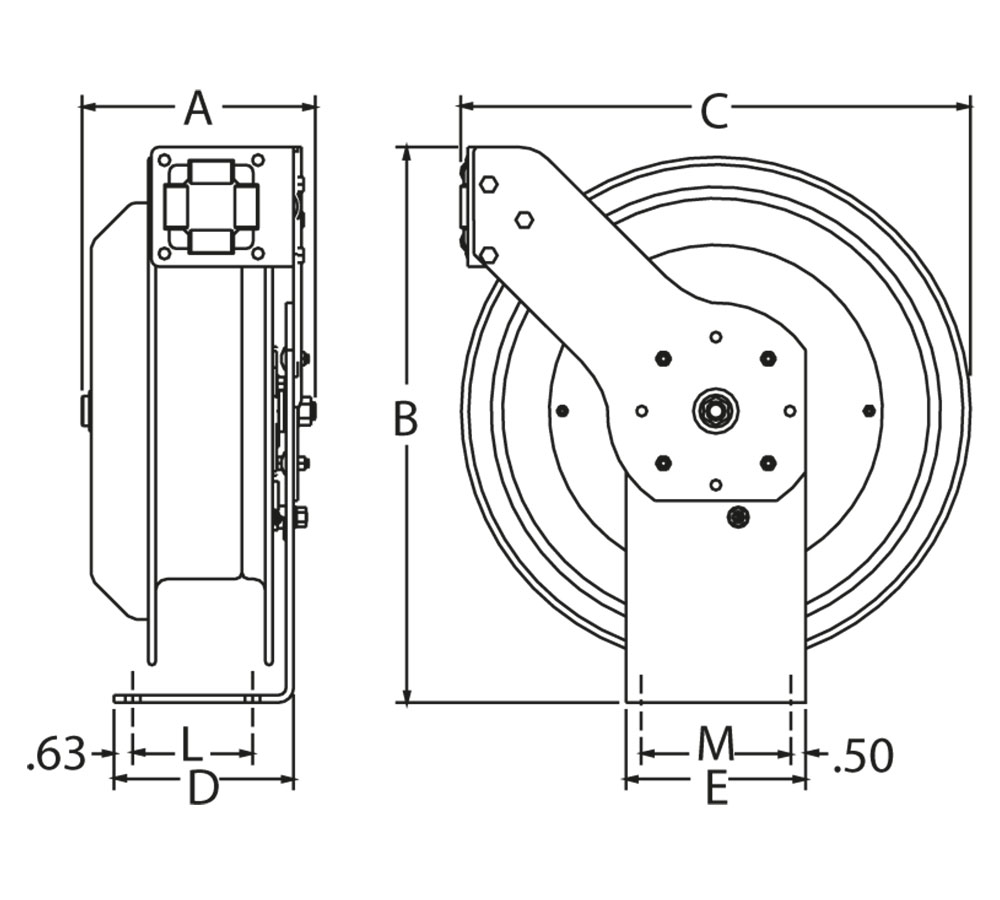 EZ-PC13L-5012 Electric cord reel; 12AWG 3 Core; L= 15m. Bare reel. - Image 3