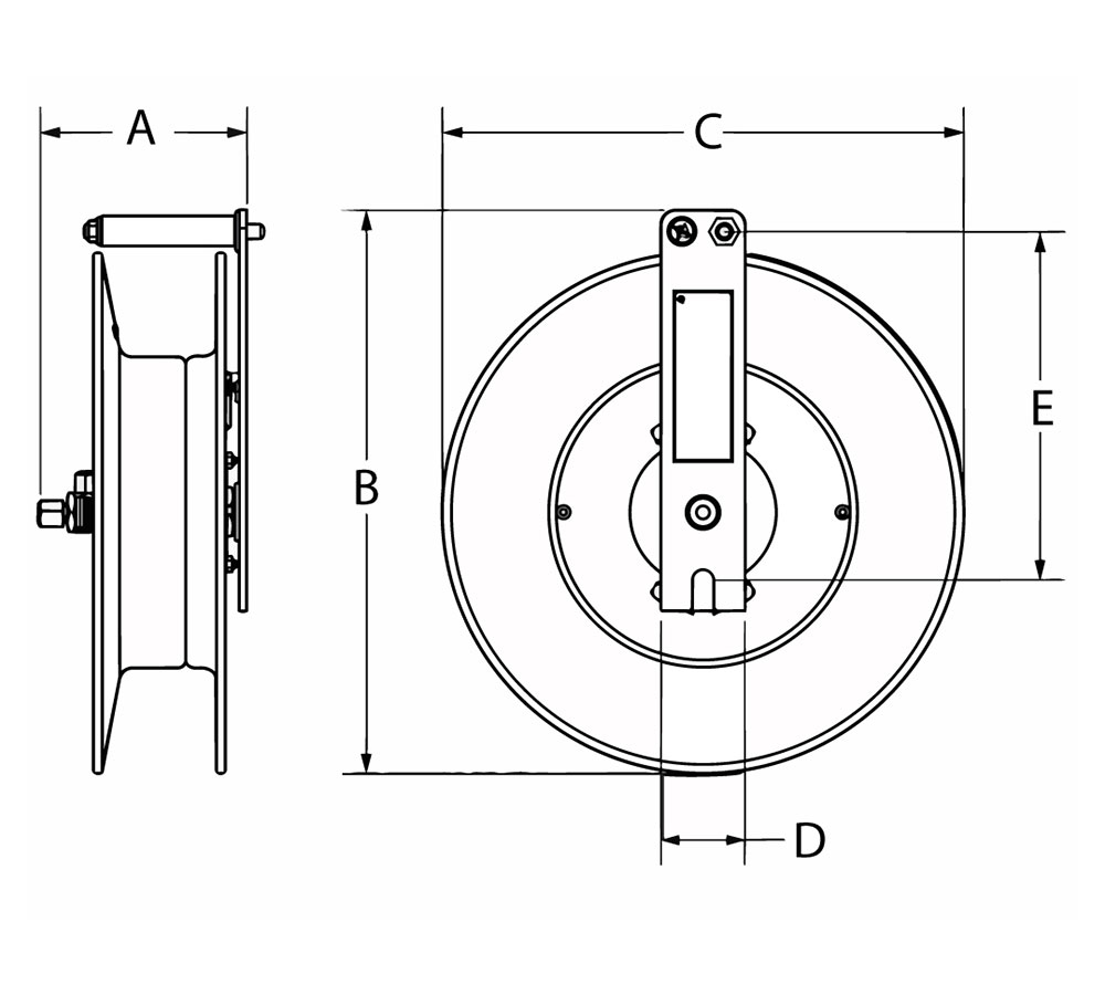 SR17-M325-BGX Spring rewind, compact, cabinet side mount hose reel10mm ID, L= 8m - Image 3