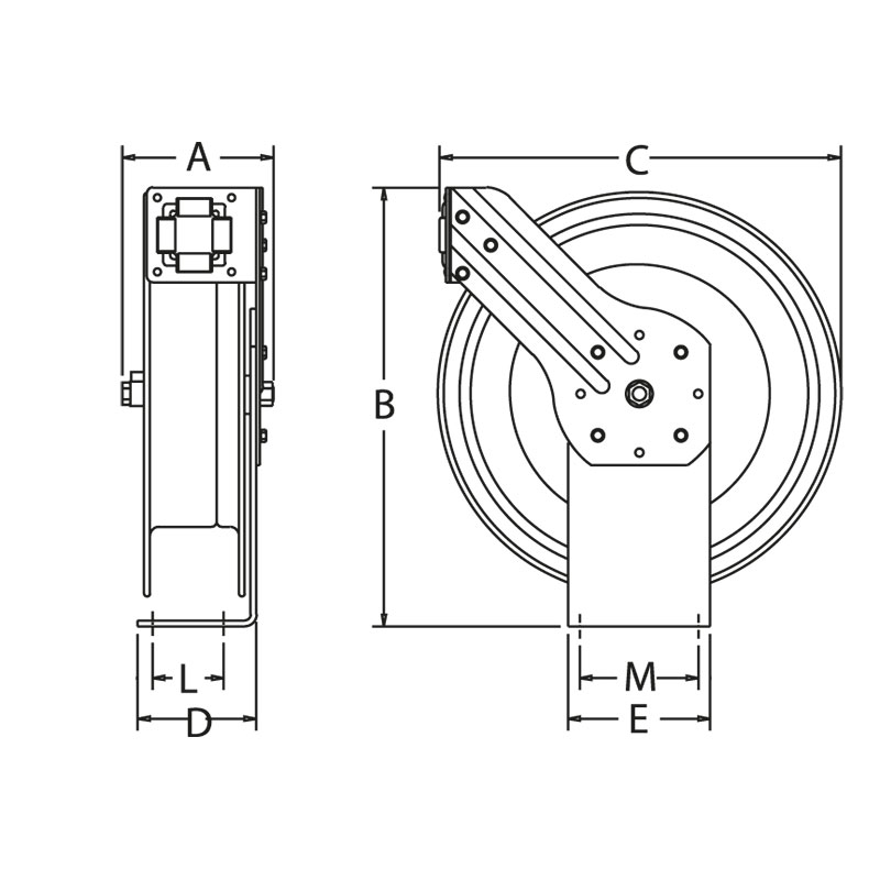 MP-N-340-BGX Spring Retractable Hose Reel, 10mm ID, L= 12m - Image 3