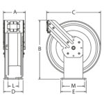 EZ-THP-N-150-BGX Slow retract, spring retractable Hose Reel, Dual Pedestal 6mm ID, L= 15m